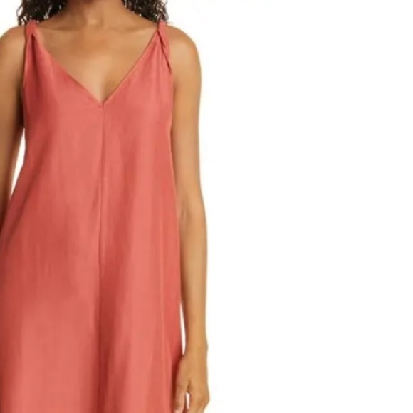 BA&SH Polly Twist Shoulder Satin Maxi Dress linen blend vacation summertime - Picture 13 of 13